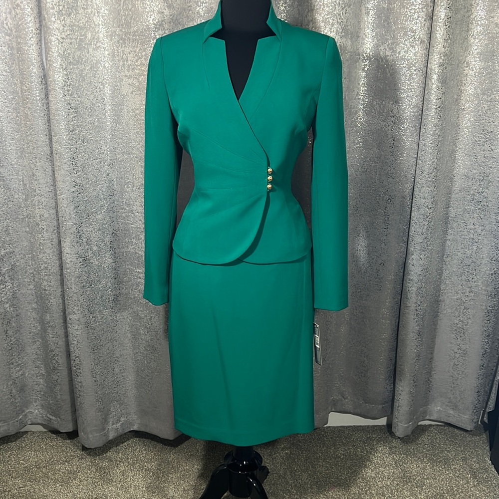 Green Suit (skirt) with gold buttons